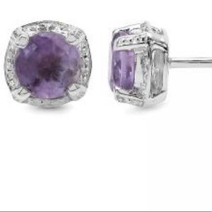 Beautiful Womens Sterling Silver 1.46 CTW Amethyst Designer Earrings